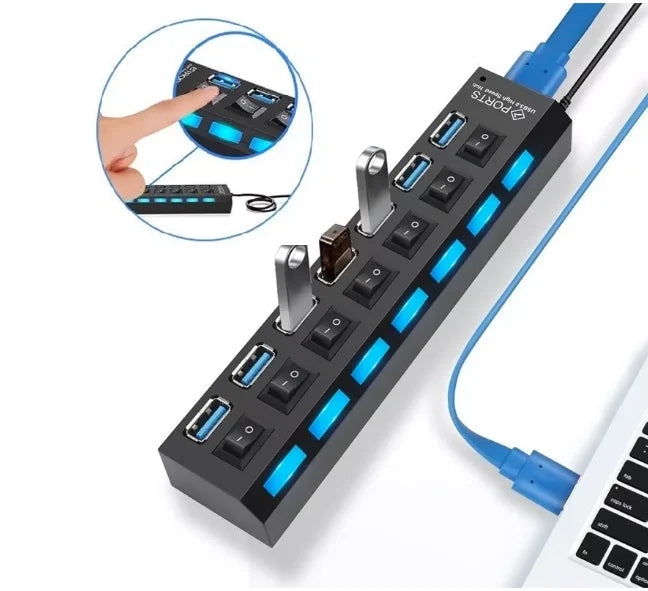 USB HUB 2.0 COM 7 ENTRADAS HD PENDRIVE