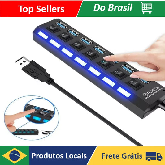 USB HUB 2.0 COM 7 ENTRADAS HD PENDRIVE