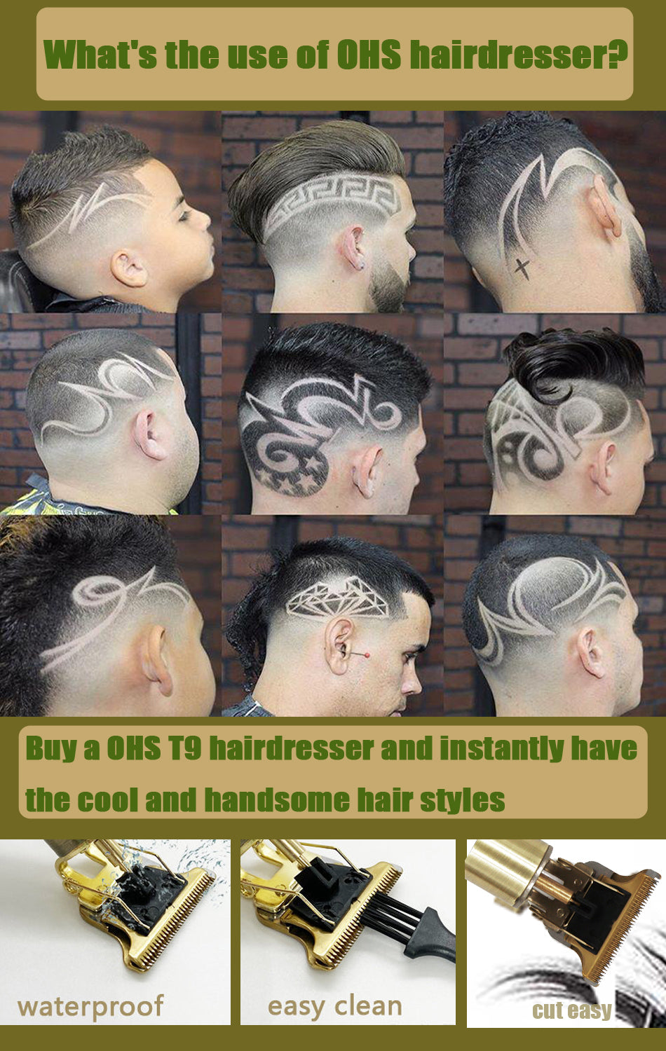 MAQUINA DE CORTAR CABELO, REPARAR BARBA, APARADOR DE PELOS VINTAGE - COM 4 PENTES DE ALTURA DE CORTE